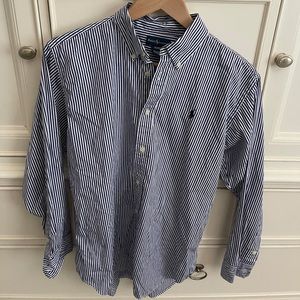 polo black/white stripe button down